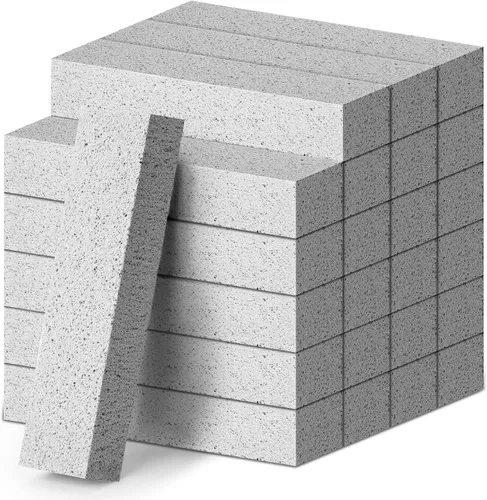 Paquete de 24 piedras pómez, piedra pómez gris para limpieza del inodoro, bastón para limpiar el inodoro, baño, fregadero de cocina, parrilla (gris)