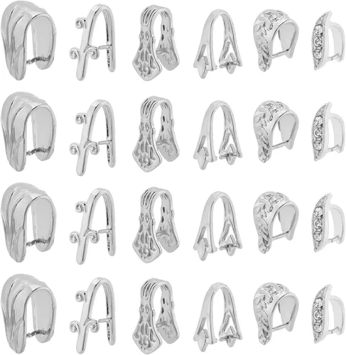 Miniatura 10 de SUPERFINDINGS 30 piezas de latón colgante de pellizco 5 estilos de diamantes de imitación Ice Pick Pellizca Pellizco de Platino Broche de Joyería