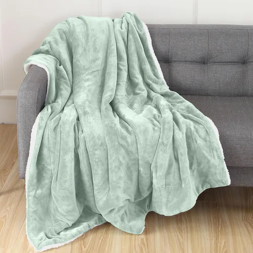 Miniatura 2 de Elegant Comfort Manta reversible de franela sherpa, ultrasuave, mullida, acogedora y afelpada, manta decorativa ligera para todas las estaciones, 50