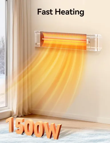Miniatura 3 de VAGKRI Calentadores para exteriores, calentador eléctrico infrarrojo para patio con control remoto y temporizador de 12 horas, impermeable IP65, 3