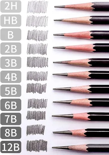 Miniatura 4 de Lápices de bocetos, pinturas artísticas, lápices de madera, lápices profesionales, 12 piezas (3B)