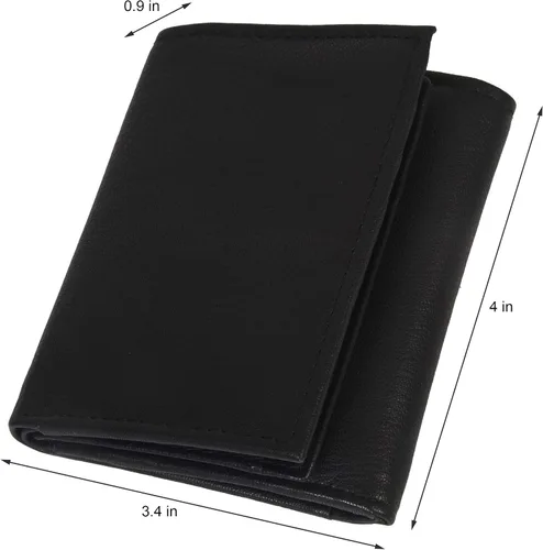 Miniatura 5 de Billetera de tres pliegues con solapa y bolsillo para monedas para niños, Negro, 3.3 4" x 3", Billetera plegable