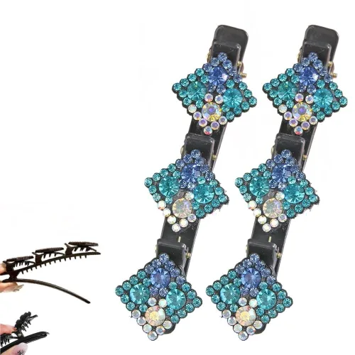 Miniatura 15 de Pinzas de pelo trenzadas para mujeres y niñas, 2025 nuevas pinzas de pelo con piedras de cristal brillantes, pinzas cortas de pico de pato