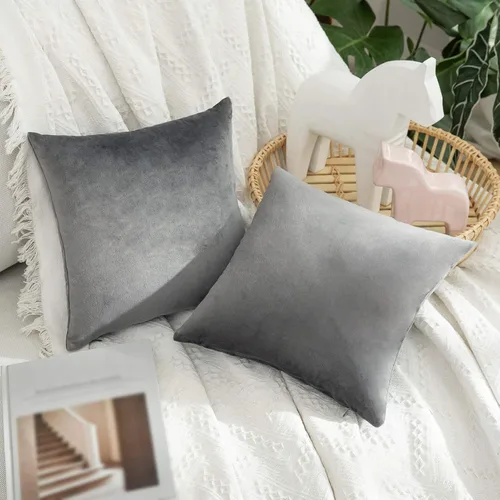 Miniatura 50 de MIULEE Fundas de almohada de terciopelo de 22 x 22 pulgadas, paquete de 2 unidades, color negro, fundas de cojín cuadradas decorativas súper suaves