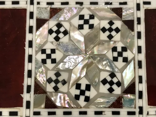 Miniatura 6 de Tablero de ajedrez con incrustaciones de nácar egipcio hecho a mano (13.2 pulgadas m02)