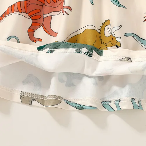 Miniatura 7 de HAPPYMA Vestido de verano para niña pequeña, vestido de dinosaurio con mangas con vuelo, trajes para bebé, vestido de verano, faldas