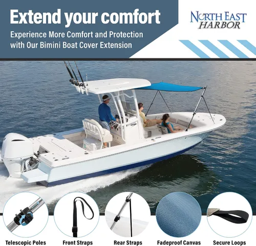 Miniatura 2 de Extensión universal de sombra en T para toldos Bimini para barcos, toldo de barco, postes telescópicos ajustables, acero inoxidable, cubierta