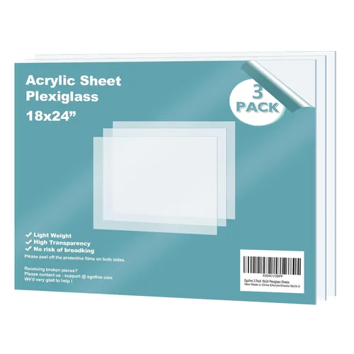 Miniatura 75 de Egofine Láminas de Plexiglás Láminas de Acrílico Paquete de 12 de 8.5x11'' 0.04 de Grosor Plástico Transparente Fundido Cristal Plexi Transparente
