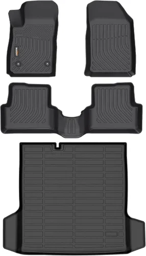 Miniatura 19 de Alfombrillas para todo tipo de clima y forro de carga para Volkswagen Atlas 2018-2025 (asiento de cubo de 6 pasajeros), juego completo de 3 filas