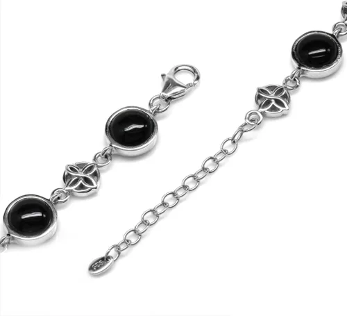 Miniatura 3 de Silvershake, piedras de cabujón creadas en plata de ley 925, nudo celta de 7 a 8.5 pulgadas, pulsera ajustable para mujer