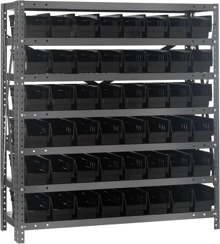 Miniatura 269 de Quantum QSBU-245BK Heavy Duty Shelving Unit with (7) Shelves and (24) QUS245 Black Bins for Garage Warehouse Storage Distribution 400 lb Load
