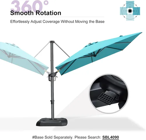 Miniatura 6 de PURPLE LEAF Sombrilla de Patio de 8 Pies para Exteriores Sombrilla Cantilever Cuadrada de Aluminio Sombrilla Offset con Rotación de 360 Grados