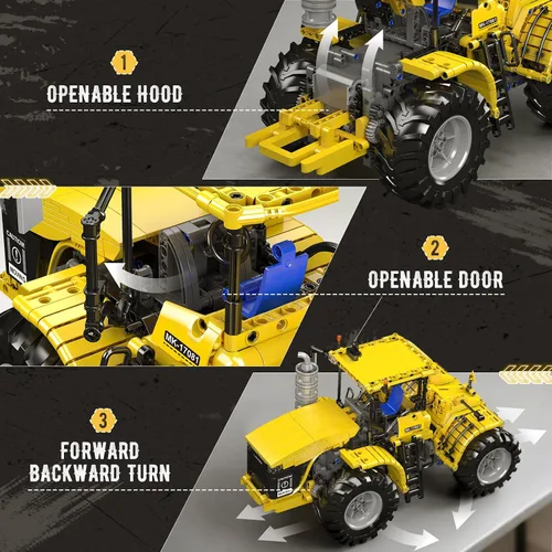 Miniatura 4 de Mould King 17081 Juego de construcción de técnica de tractor, auto de juguete 4x4, juguetes de vehículos de construcción de tractor articuado