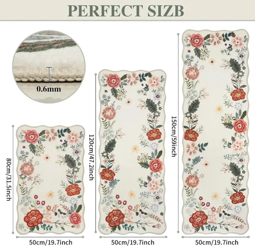 Miniatura 3 de Homcomoda Alfombras florales de cocina para piso, 3 piezas, alfombra de cocina antideslizante de granja, alfombra de cocina lavable, antideslizante