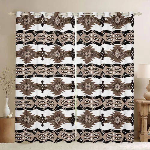 Miniatura 14 de Cortinas opacas de estilo bohemio occidental de 76 x 45 pulgadas, cortinas y cortinas de atrapasueños de vaca, cortinas del suroeste, cortinas