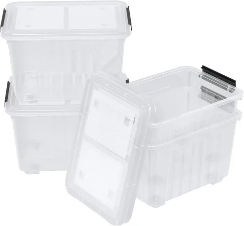 Miniatura 9 de Sadstory - Contenedores de plástico transparente de 12 cuartos de galón con asa, 6 paquetes Contenedor apilable con tapa para organización