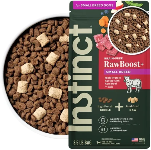 Instinct Raw Boost Raza Pequeña, Alimento Seco Natural para Perros con Trozos Liofilizados, Alta Proteína, Receta Sin Granos - Carne de Res Real,