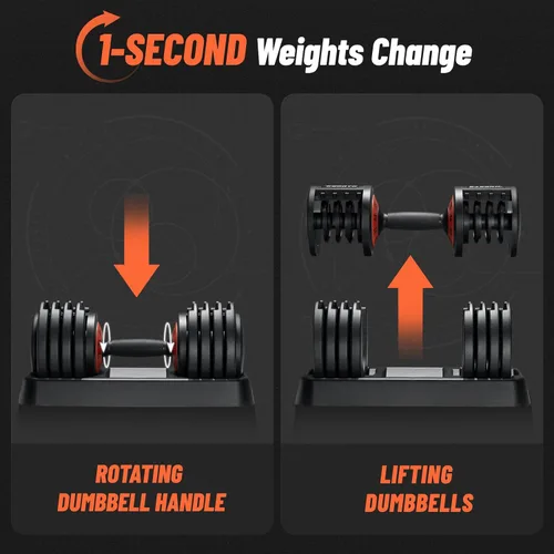 Miniatura 5 de 25/55 lbs Pair Adjustable Dumbbell Set, Adjust Dumbbell Weight for Exercises Pair Dumbbells for Men and Women in Home 55lbs-par