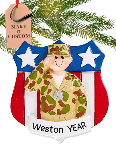 Miniatura 12 de Adorno personalizado de la Fuerza Aérea 2026 Adornos de Navidad militares grabados con láser para árbol Insignia personalizada de la Fuerza