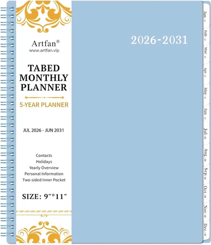 Miniatura 15 de Planificador Mensual 2025-2030/Calendario Mensual - Planificador Mensual de 5 Años, Jul.2025 - Jun.2030, 9" x 11", Bolsillo de Doble Cara + Cubierta