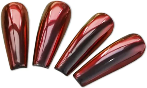 Miniatura 5 de Polvo de uñas cromado camaleón rojo y morado, efecto espejo mágico metálico, holográfico, reflectante, pigmento cromado, para uñas, diseño AB