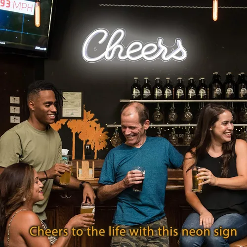 Miniatura 3 de Letrero de neón Cheers para decoración de pared, letrero de luz de neón LED para bar, letrero de neón USB alimentado para decoración de pared