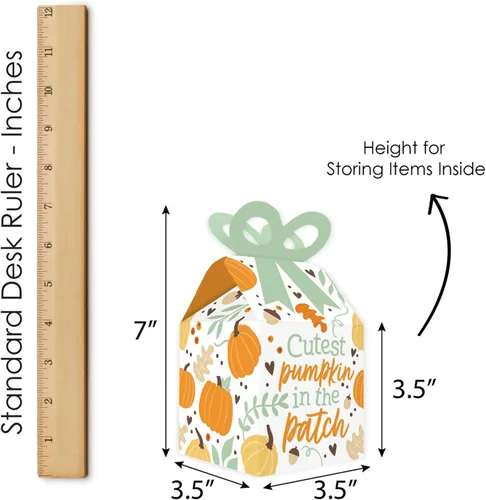 Miniatura 6 de Big Dot of Happiness Little Pumpkin - Cajas de regalo cuadradas para fiesta de cumpleaños o baby shower, juego de 12 Calabaza pequeña