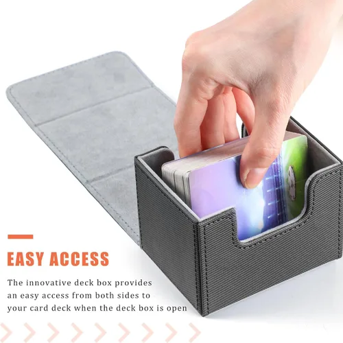 Miniatura 5 de Yookeer 4 cajas de cuero para cartas, caja de juego de cartas para coleccionar, compatible con MTG Commander (rosa, naranja, arena, gris, horizontal)