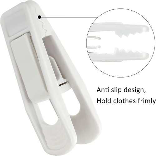 Miniatura 3 de Tinfol 40 clips de plástico para colgar – Clips de agarre fuerte, clip de falda de pantalón blanco, clip de dedo multiusos para perchas de ropa