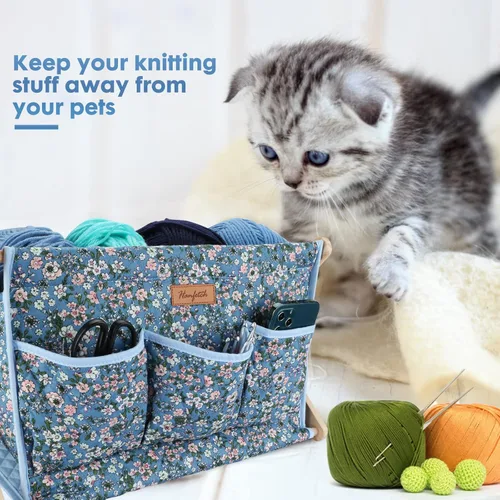 Miniatura 7 de Yarn Caddy - Organizador de almacenamiento de hilo de gran tamaño para madejas de hilo, organizador para ganchillos, agujas de tejer, otros azul1