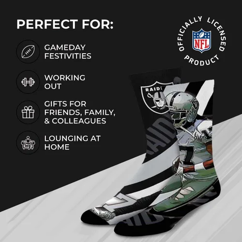 Miniatura 3 de For Bare Feet NFL Adult Player Stripe Sock - Premium Quality Poly Spandex Blend - Unisex- Stay Comfortable