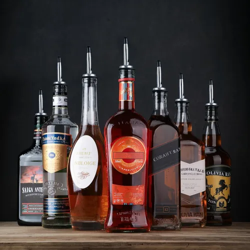 Miniatura 7 de AOZITA - Vertedor de botellas clásico de acero inoxidable, boquilla cónica, Vertedores de licor con tapas de goma para el polvo, Paquete de 12