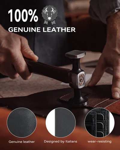 Miniatura 19 de Swallowmall Cartera de piel con bloqueo Rfid para hombre, billetera plegable con tarjeta extraíble, 2 ventanas para identificación, 10 ranuras