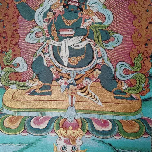 Miniatura 6 de Tapiz de budismo tibetano Thangka con bordado de seda, color negro, Wenshu Manjushri Tangka Fengshui, mural, pintura mural para colgar en la pared