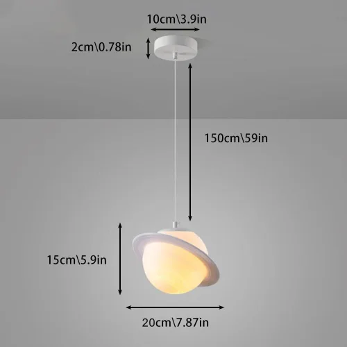 Miniatura 6 de Lámpara colgante de planeta con anillo de impresión 3D con bolas blancas, lámpara colgante de techo moderna para dormitorio, comedor, mesa
