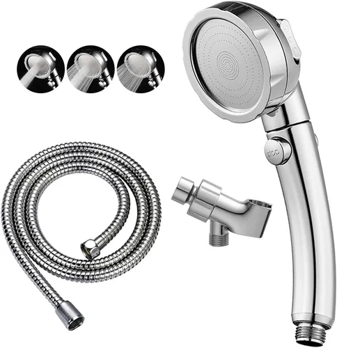 Cabezal de ducha de mano de cromo de alta presión KAIYING con interruptor de pausa ON/OFF, varilla de ducha de 3 modos de rociado con botón de