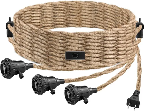 Miniatura 7 de LYOOWNG Cable de luz colgante con enchufe, luces colgantes estilo granja con cable enchufable, kit de cable de luz colgante de 15 pies de cuerda