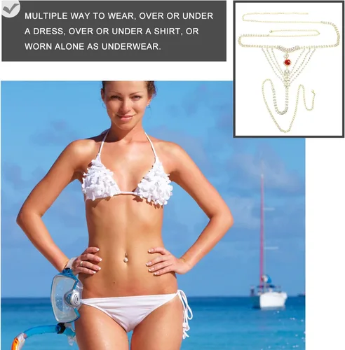 Miniatura 2 de Holibanna Sexy borla de cristal ropa interior tanga bragas club nocturno bragas de cristal bikini verano playa vientre cadera cintura cadena