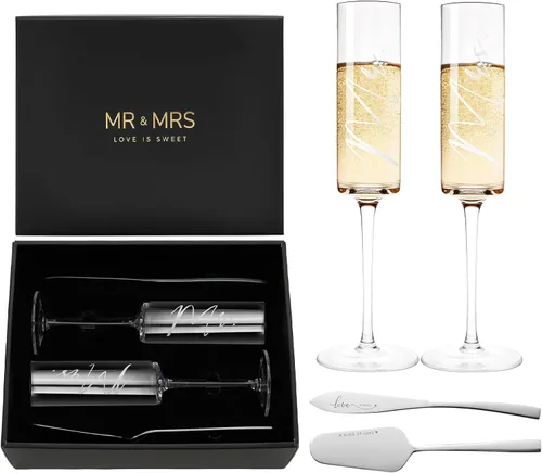 Miniatura 12 de AW BRIDAL Regalos de boda para parejas 2026, regalo de compromiso para él y ella, juego de copas de champán y tazas de cerveza de vidrio esmerilado