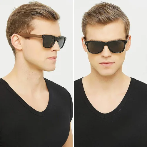 Miniatura 2 de ANDWOOD Gafas de sol polarizadas de madera para hombres y mujeres, protección UV, marco de bambú de madera, gafas de sol espejadas