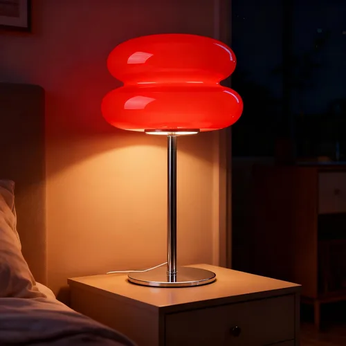 Lámpara de hongo para dormitorio, lámpara moderna de mediados de siglo para mesita de noche, lámparas pequeñas de tarta de huevo retro regulables,