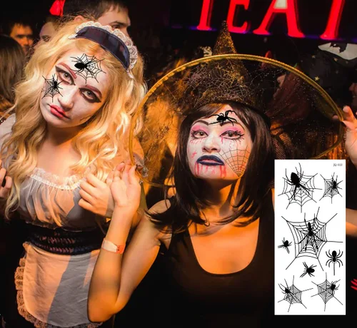 Miniatura 6 de Pegatinas temporales de tatuaje de telaraña de Halloween, sombra de ojos, delineador de ojos, maquillaje de ojos para mujeres y niñas, fiesta