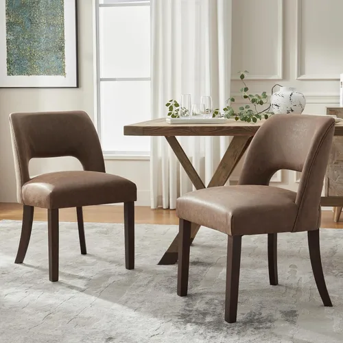 Miniatura 17 de VKNOW Juego de 2 sillas de comedor modernas, tapizadas de piel sintética, sillas de comedor, sillas de cocina, sillas de cena de granja para cocina