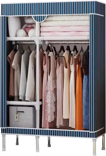 Miniatura 12 de large closets Portable Wardrobe Closet with Pattern Cloth Cover Closets for Bedroom Hanging Closet Saves Space Steel Rack Large Closet Space-saving