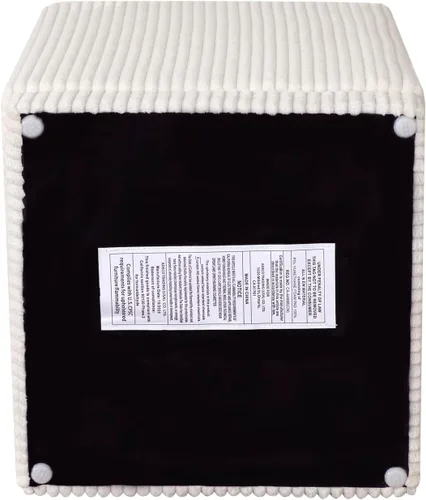 Miniatura 8 de Joveco Taburete otomano cuadrado tapizado de terciopelo, taburete de maquillaje para dormitorio, sala de estar (terciopelo blanco crema)