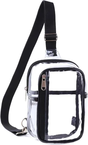 Miniatura 9 de Edraco Mini bolsa transparente tipo cangurera, resistente y transparente, bonito bolso cruzado para conciertos, estadio, viajes