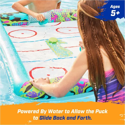 Miniatura 5 de SwimWays Hydro Hockey - Juego de mesa de hockey acuático inflable flotante, juguete de piscina para niños de 5+ años Hockey inflable