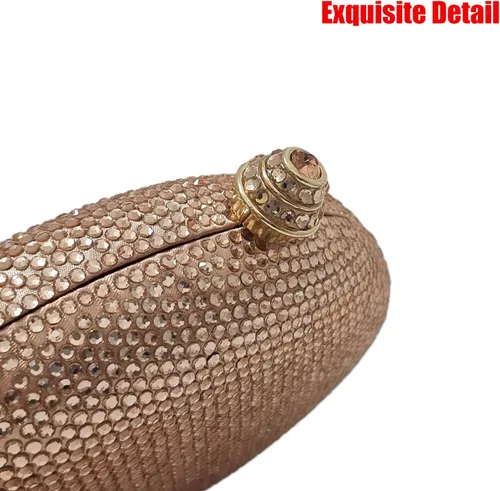Miniatura 3 de HUANG ZHUANG Bolso de mano de cristal en forma de huevo con diamantes de imitación para mujer, fiesta, boda, lindo bolso