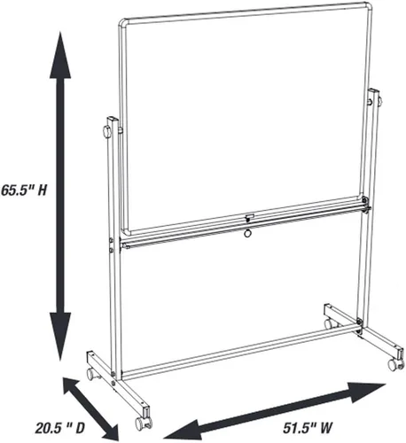Miniatura 5 de Luxor Pizarra blanca magnética reversible de doble cara de borrado en seco de 48 pulgadas de ancho x 36 pulgadas de alto, con marco de aluminio