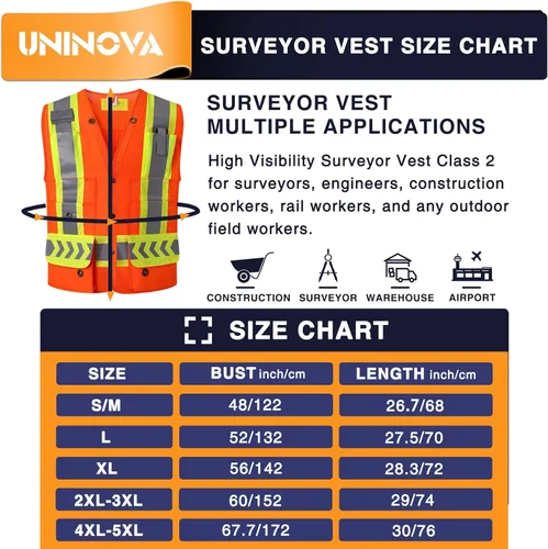 Miniatura 5 de Surveyor Safety Vest Reflective for Men, Class 2 Heavy Duty Safety Vests Reflective with Pockets